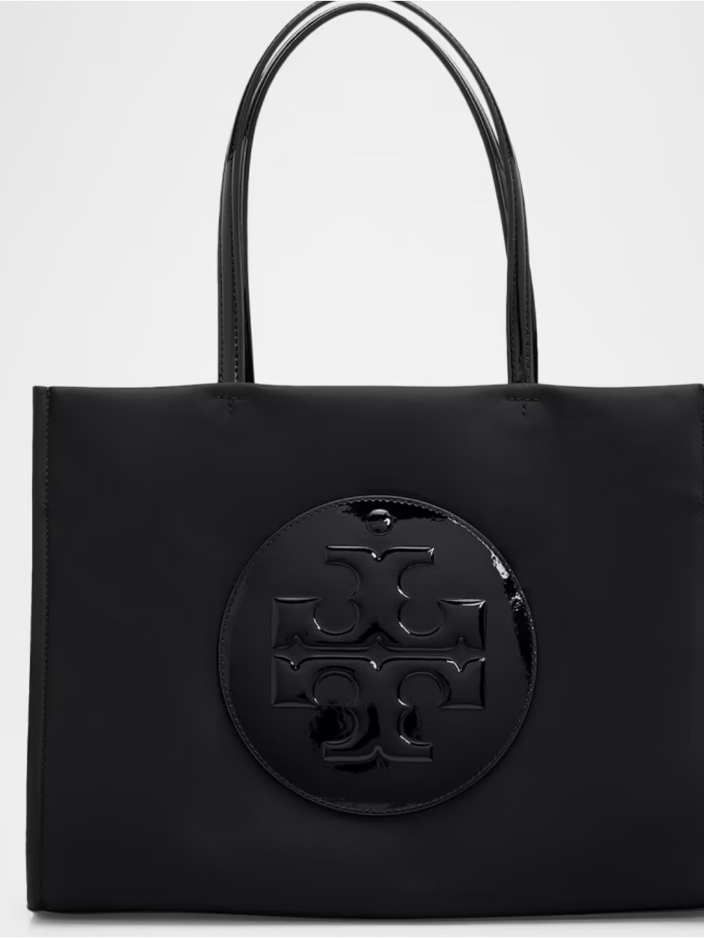 Tory Burch Black Patent Logo Tote with Double Handles